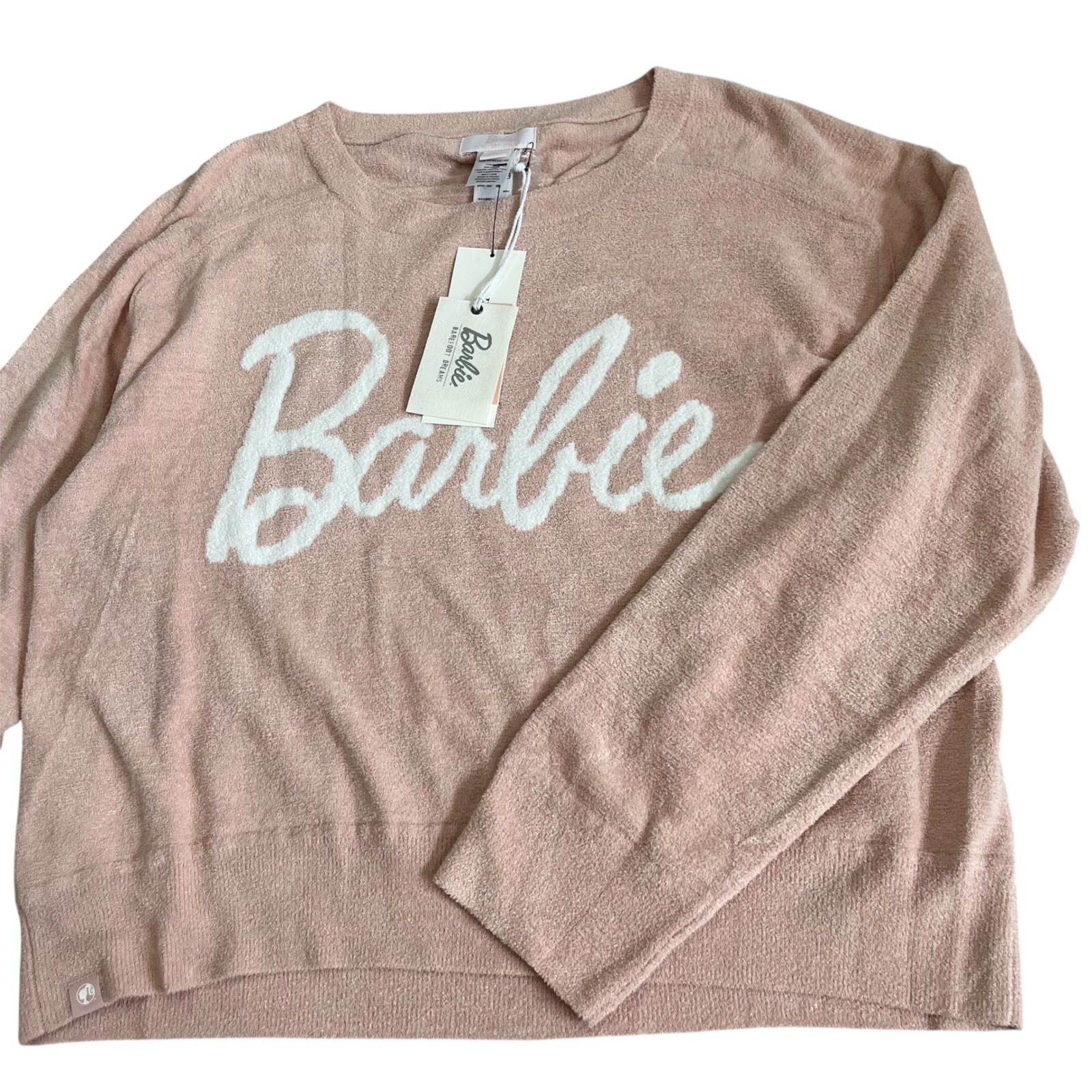Barefoot Dreams Barbie Cozychic Ultra Lite Pullover Sweater Womens L Nwt Collab